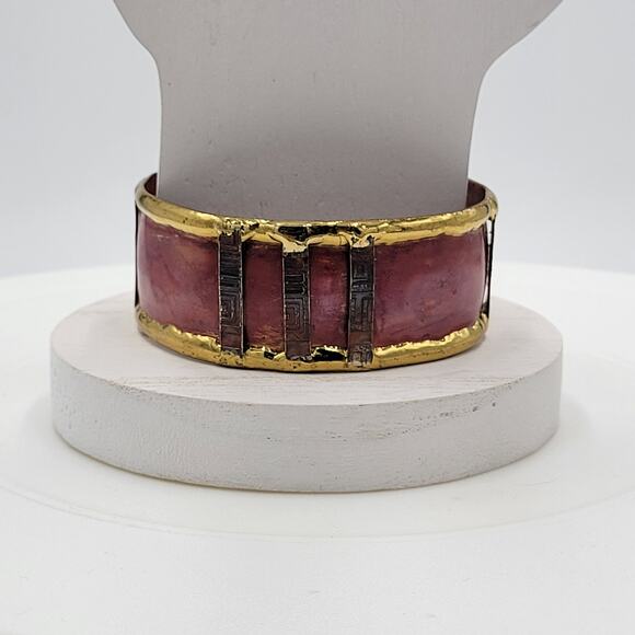 Cuff Bracelet Red Gold Handmade Copper & Brass Bangle Statement Bracelet - Picture 1 of 13